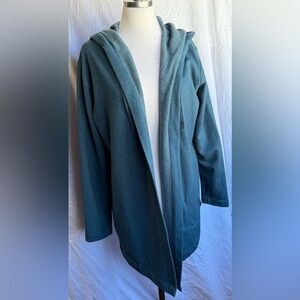 Eddie Bauer Teal Open Front Hooded Sweatshirt Cardigan Medium